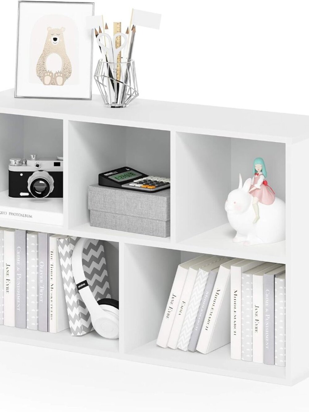 LUDER Book Shelf, 5-Cube Bookshelf, Reversible Bookcase, 9.4 x 19.5 x 31.5, Easy